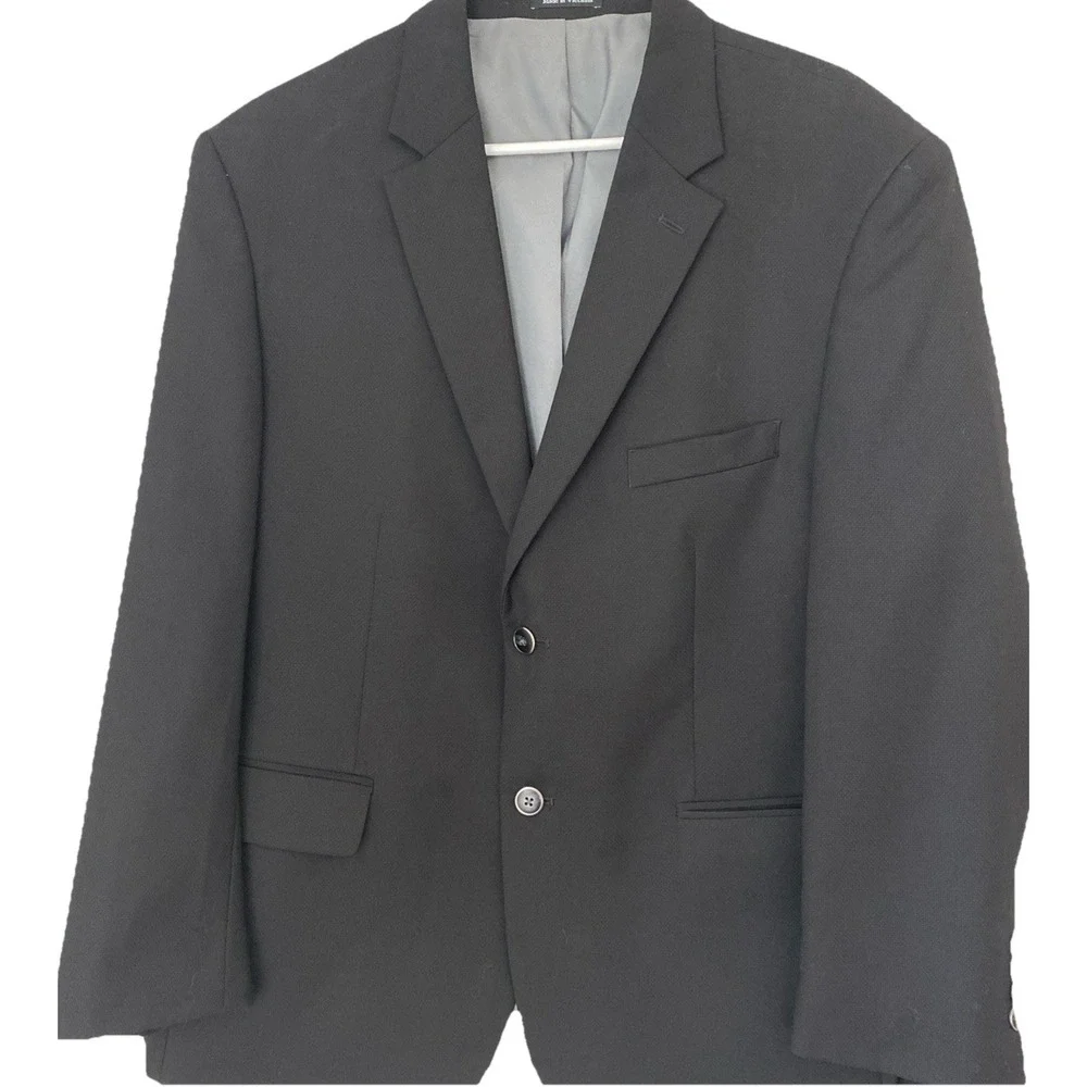Pronto Uomo Wool Blazer Mens 44R Black Double Vented Office Formal Wear Wedding